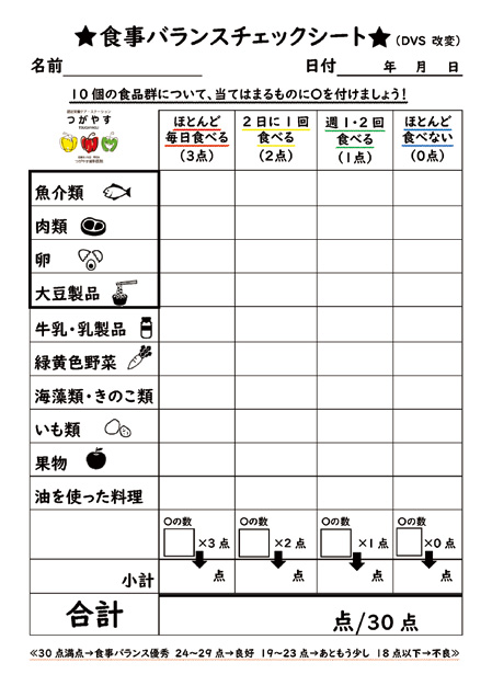 食事バランスチェックシート